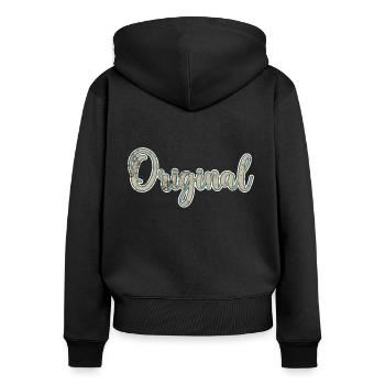 Original Geburtstagsgeschenk - Frauen Premium Bio Zip Hoodie - Schwarz - Hinten - Julia (174cm)