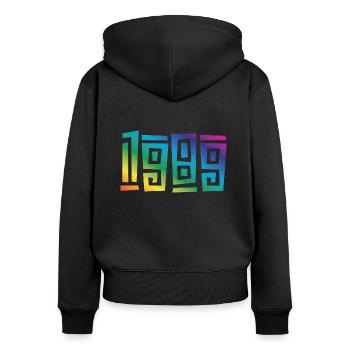 1989 - Women's Premium Organic Zip Hoodie - black - Back - Julia (174cm)