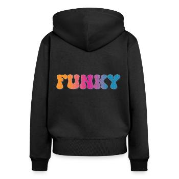 Funky Retro - Women's Premium Organic Zip Hoodie - black - Back - Julia (174cm)