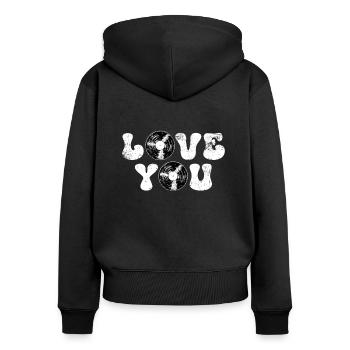 Love You - Frauen Premium Bio Zip Hoodie - Schwarz - Hinten - Julia (174cm)