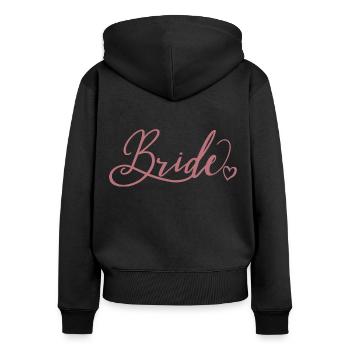 Fiançailles de couple de mariage assorties Lune de miel - Sweat à capuche zippé Premium bio Femme - noir - Dos - Julia (174cm)