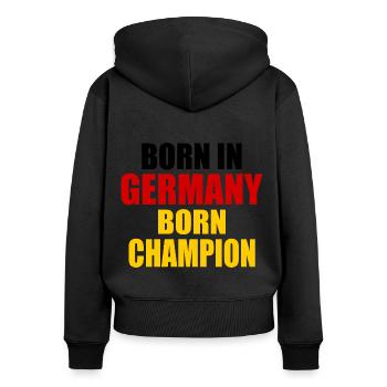 born in germany born champion - - Sweat à capuche zippé Premium bio Femme - noir - Dos - Julia (174cm)