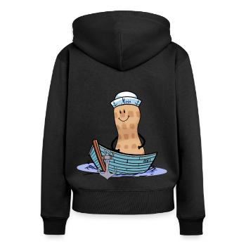 Cacahuète maritime capitaine marin Ahoy Nut bateau - Sweat à capuche zippé Premium bio Femme - noir - Dos - Julia (174cm)