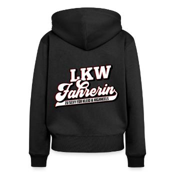 Farbe änderbar | Sexy Truckerin LKW Fahrerin - Frauen Premium Bio Zip Hoodie - Schwarz - Hinten - Julia (174cm)