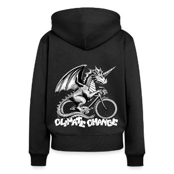 Dragon à vélo - Sweat à capuche zippé Premium bio Femme - noir - Dos - Julia (174cm)