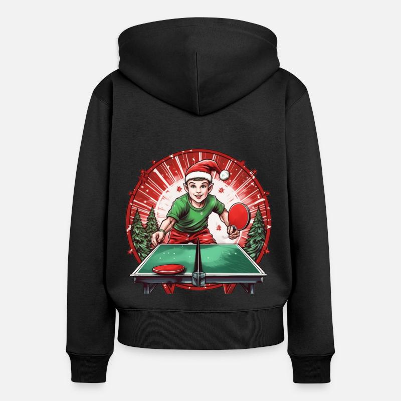 Ping-pong elfe de Noël - Sweat à capuche zippé Premium bio Femme - noir