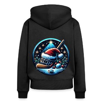 EishockeySpieler Winter - Frauen Premium Bio Zip Hoodie - Schwarz - Hinten - Julia (174cm)