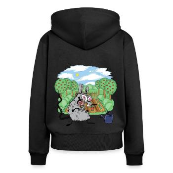 Garten Ratte Gärtner Hobbygärtner Nager - Frauen Premium Bio Zip Hoodie - Schwarz - Hinten - Julia (174cm)