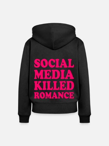 social media killed romance - Frauen Premium Bio Zip Hoodie - Schwarz