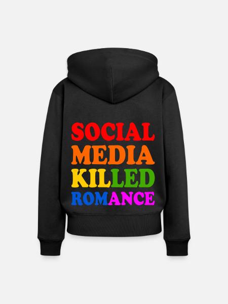 social media killed romance - Frauen Premium Bio Zip Hoodie - Schwarz