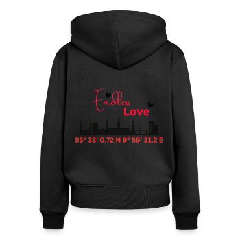 Hamburg - Endless Love - Frauen Premium Bio Zip Hoodie - Schwarz - Hinten - Julia (174cm)
