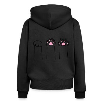 Stone Paper Scissors Cat Paw Game Cat Paws - Women's Premium Organic Zip Hoodie - black - Back - Julia (174cm)