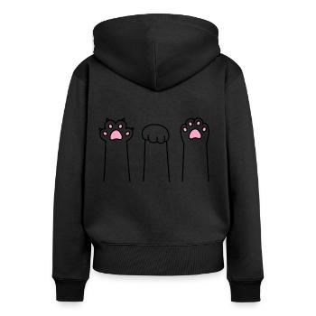Scissors Stone Paper Cat Paw Game Cat Paws - Women's Premium Organic Zip Hoodie - black - Back - Julia (174cm)