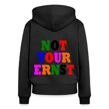 Not your ernst - Frauen Premium Bio Zip Hoodie - Schwarz - Hinten - Julia (174cm)
