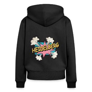 Heidelberg Germany City Font Pop Art Comic - Women's Premium Organic Zip Hoodie - black - Back - Julia (174cm)