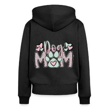 Maman chien - Sweat à capuche zippé Premium bio Femme - noir - Dos - Julia (174cm)
