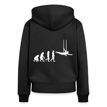 Trapèze volant Circus Gymnastique Évolution - Sweat à capuche zippé Premium bio Femme - noir - Dos - Julia (174cm)
