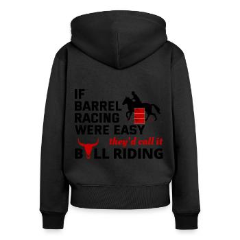 Barrel Racer Rodeo Racing Horse Riding Race Lustig - Frauen Premium Bio Zip Hoodie - Schwarz - Hinten - Julia (174cm)