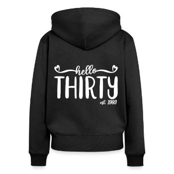 30. Geburtstag für Frauen 30 Hallo dreißig Est. 1993 - Frauen Premium Bio Zip Hoodie - Schwarz - Hinten - Julia (174cm)