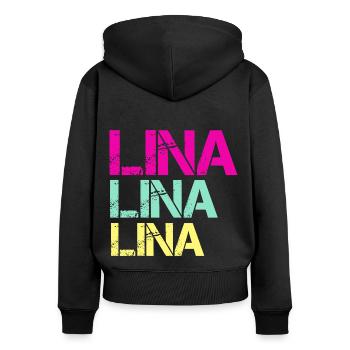 Lina Name Linas Vorname Geschenkideen Lienchen - Frauen Premium Bio Zip Hoodie - Schwarz - Hinten - Julia (174cm)