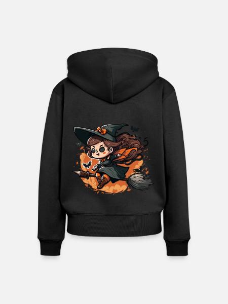 Hexen-Nachtflug - Frauen Premium Bio Zip Hoodie - Schwarz
