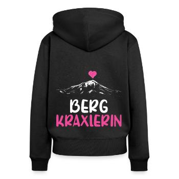 Wandern Watzmann Herz Bergkraxlerin Alpenherz Girl - Frauen Premium Bio Zip Hoodie - Schwarz - Hinten - Julia (174cm)