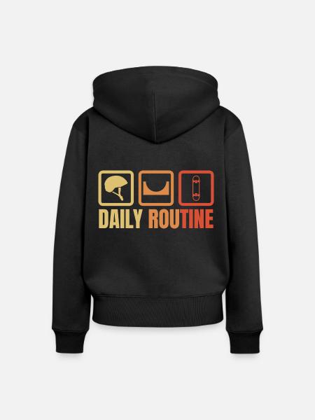 Skater Daily Routine - Frauen Premium Bio Zip Hoodie - Schwarz