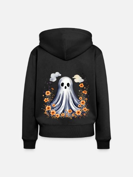 Niedlicher kleiner Geist - Frauen Premium Bio Zip Hoodie - Schwarz