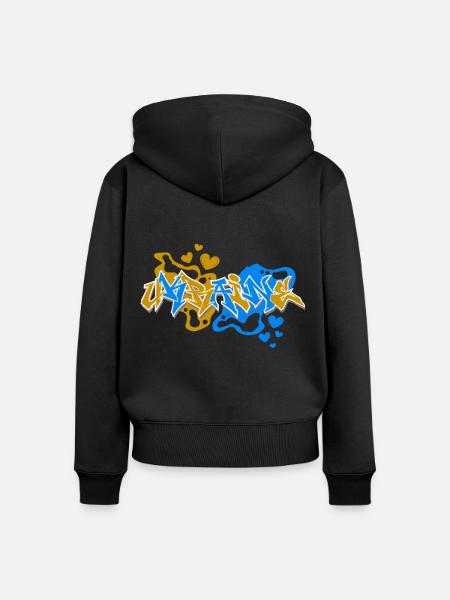 Ukraine Graffiti - Frauen Premium Bio Zip Hoodie - Schwarz