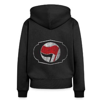 ANTIFA FAHNE FAHNEN - Frauen Premium Bio Zip Hoodie - Schwarz - Hinten - Julia (174cm)