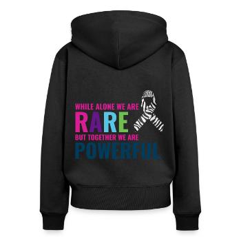 Rare Disease Awareness Day Zebra Ribbon Fighter - Women's Premium Organic Zip Hoodie - black - Back - Julia (174cm)