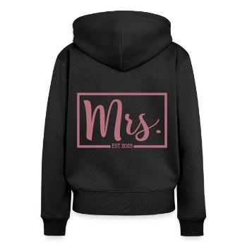 Mme Est. 2023 Fiançailles Mariage Douche nuptiale - Sweat à capuche zippé Premium bio Femme - noir - Dos - Julia (174cm)