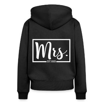 Mrs. Est. 2023 Engagement Bridal Shower Wedding - Women's Premium Organic Zip Hoodie - black - Back - Julia (174cm)