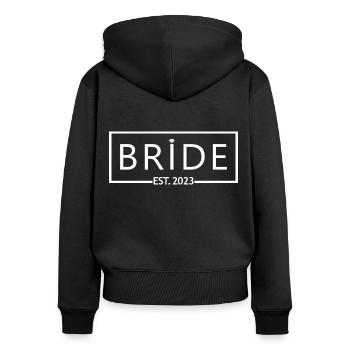 2023 Fiançailles Mariage Douche nuptiale - Sweat à capuche zippé Premium bio Femme - noir - Dos - Julia (174cm)