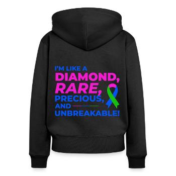 Diamond Like Rare Disease Stand Out for Awareness - Women's Premium Organic Zip Hoodie - black - Back - Julia (174cm)