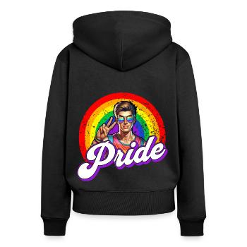 Pride Gay CSD Love LGBTQ Farben des Regenbogens - Frauen Premium Bio Zip Hoodie - Schwarz - Hinten - Julia (174cm)