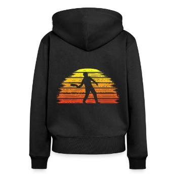 Disc Golf Disc Sports Retro Sunset Golf Disc - Women's Premium Organic Zip Hoodie - black - Back - Julia (174cm)