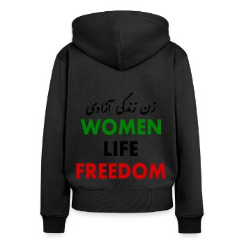 Women life freedom - Sweat à capuche zippé Premium bio Femme - noir - Dos - Julia (174cm)