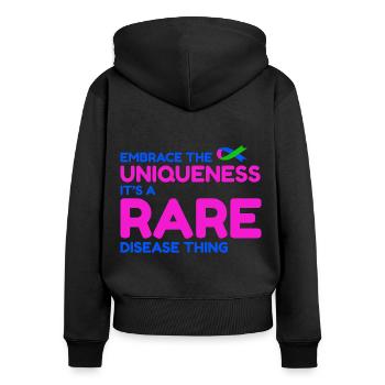 Une maladie rare unique en son genre : sensibiliser le public - Sweat à capuche zippé Premium bio Femme - noir - Dos - Julia (174cm)