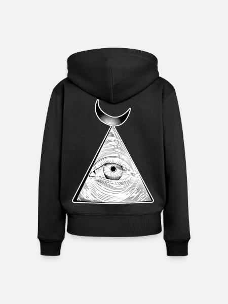 Auge, das alles sieht - Frauen Premium Bio Zip Hoodie - Schwarz
