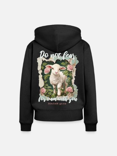 Lamm Christlich Bibelvers - Frauen Premium Bio Zip Hoodie - Schwarz
