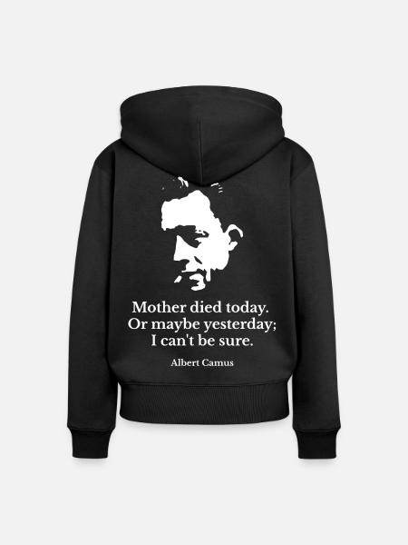 Zitat von Albert Camus Stranger - Frauen Premium Bio Zip Hoodie - Schwarz