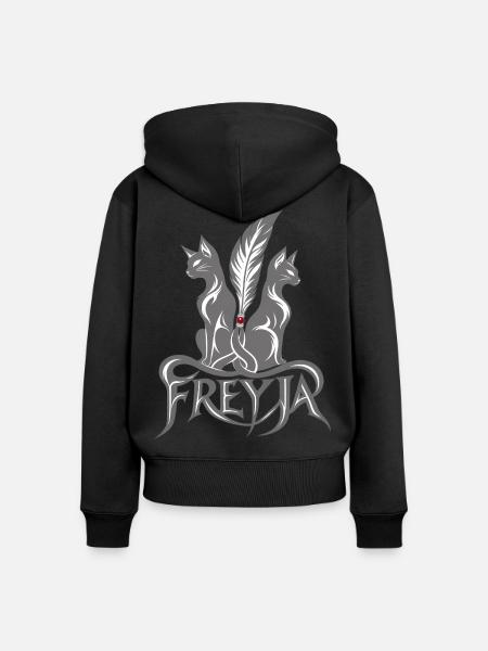 Freyja mit Katzen | Noventra - Frauen Premium Bio Zip Hoodie - Schwarz