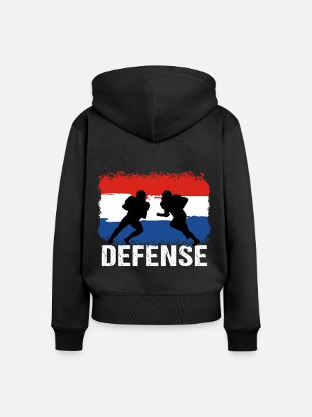 American Football Niederlande Defense - Frauen Premium Bio Zip Hoodie - Schwarz