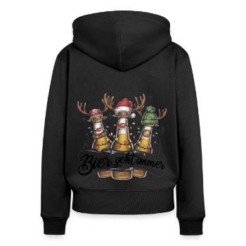Biertrinker Weihnachtsbier Maßbier geht immer - Frauen Premium Bio Zip Hoodie - Schwarz - Hinten - Julia (174cm)