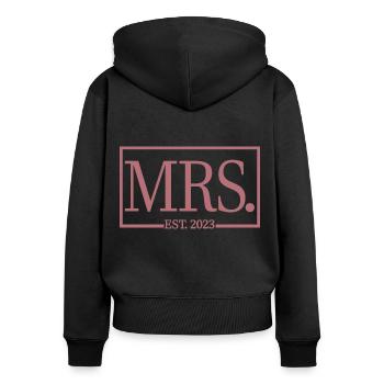 Mme Est. 2023 Fiançailles Mariage Douche nuptiale - Sweat à capuche zippé Premium bio Femme - noir - Dos - Julia (174cm)