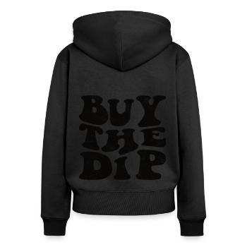 Achetez la trempette! Rétro Noir - Sweat à capuche zippé Premium bio Femme - noir - Dos - Julia (174cm)