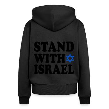 Stand with israel - Frauen Premium Bio Zip Hoodie - Schwarz - Hinten - Julia (174cm)