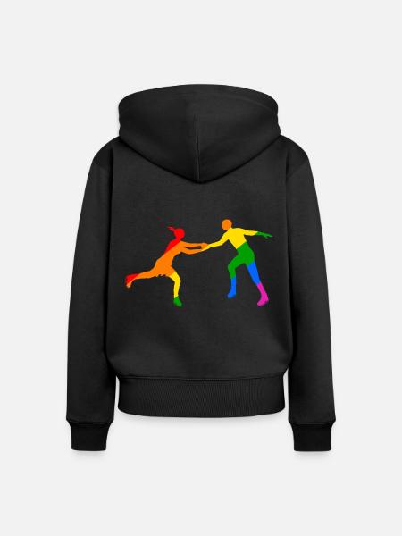 Buntes Eislaufduett - Frauen Premium Bio Zip Hoodie - Schwarz