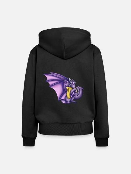 Herbst Lila Drache - Frauen Premium Bio Zip Hoodie - Schwarz